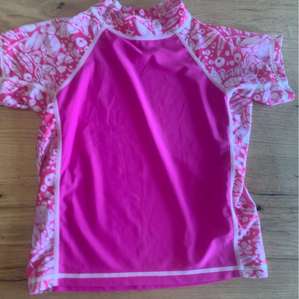Coolies Floral Tropical Rashguard  Pink White Girls 12‎ Preloved